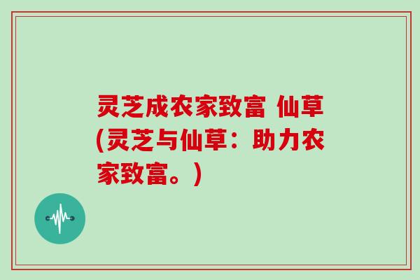 灵芝成农家致富 仙草(灵芝与仙草：助力农家致富。)
