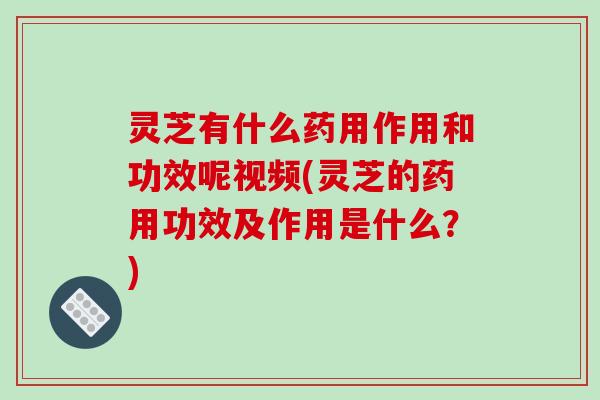 灵芝有什么药用作用和功效呢视频(灵芝的药用功效及作用是什么?)
