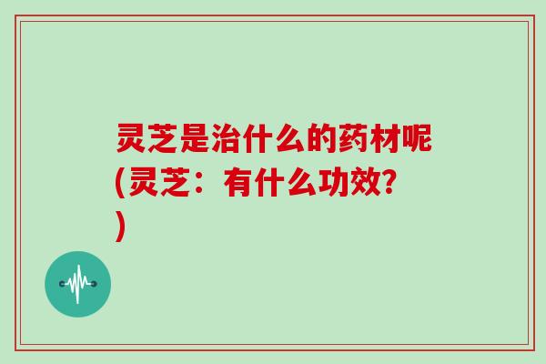 灵芝是治什么的药材呢(灵芝：有什么功效？)