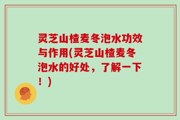 灵芝山楂麦冬泡水功效与作用(灵芝山楂麦冬泡水的好处,了解一下!)