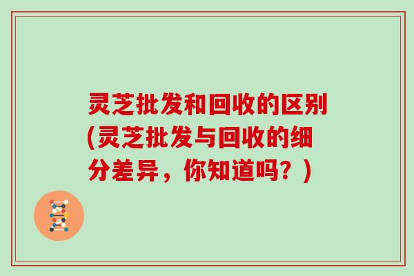 灵芝批发和回收的区别(灵芝批发与回收的细分差异，你知道吗？)