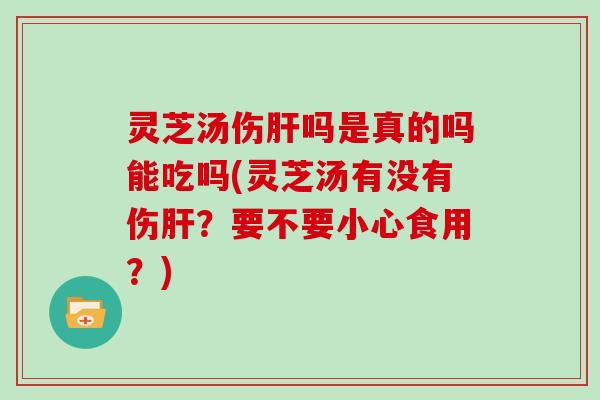 灵芝汤伤肝吗是真的吗能吃吗(灵芝汤有没有伤肝？要不要小心食用？)