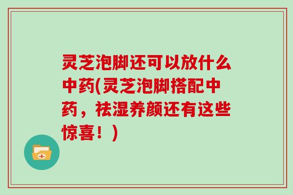 灵芝泡脚还可以放什么中药(灵芝泡脚搭配中药,祛湿养颜还有这些惊喜!)
