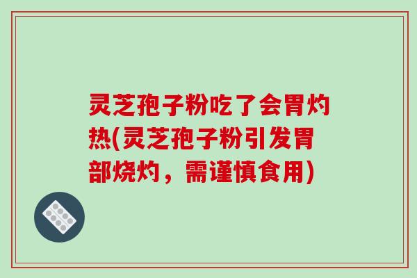 灵芝孢子粉吃了会胃灼热(灵芝孢子粉引发胃部烧灼,需谨慎食用)
