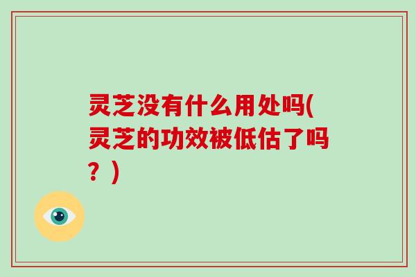 灵芝没有什么用处吗(灵芝的功效被低估了吗?)