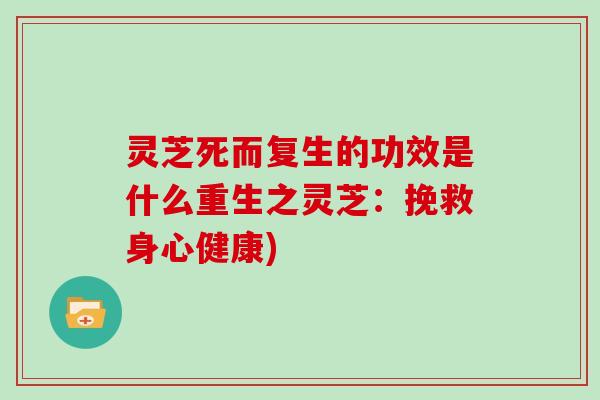 灵芝死而复生的功效是什么重生之灵芝:挽救身心健康)