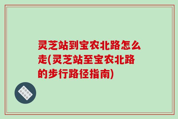灵芝站到宝农北路怎么走(灵芝站至宝农北路的步行路径指南)