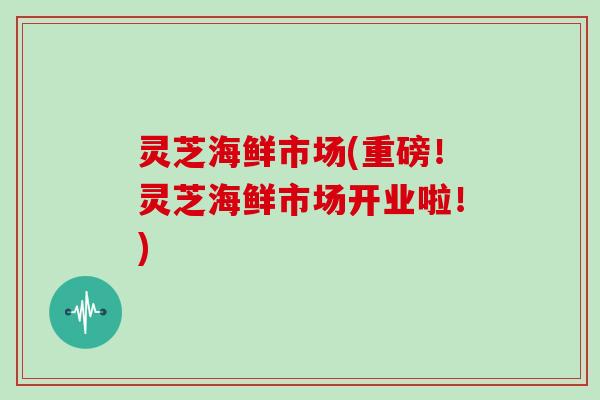 灵芝海鲜市场(重磅!灵芝海鲜市场开业啦!)
