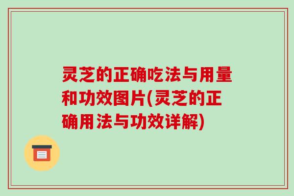 灵芝的正确吃法与用量和功效图片(灵芝的正确用法与功效详解)
