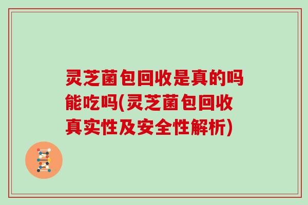 灵芝菌包回收是真的吗能吃吗(灵芝菌包回收真实性及安全性解析)