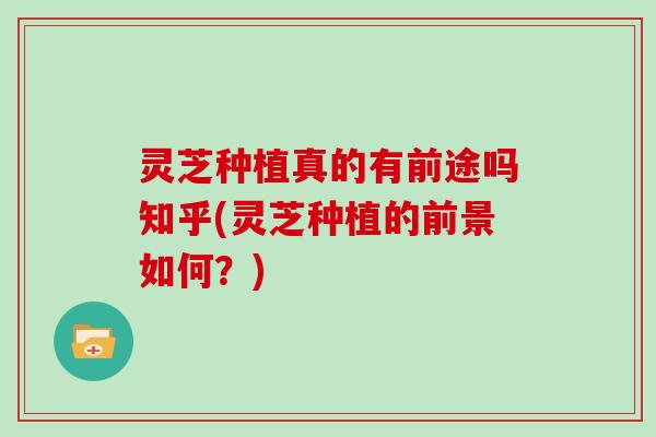 灵芝种植真的有前途吗知乎(灵芝种植的前景如何？)
