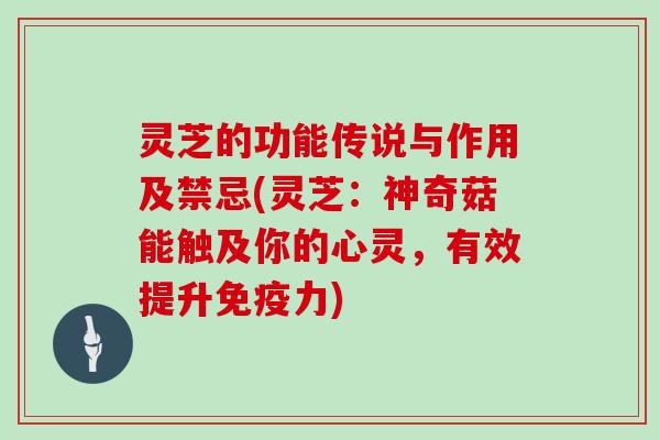 灵芝的功能传说与作用及禁忌(灵芝:神奇菇能触及你的心灵,有效提升免疫力)