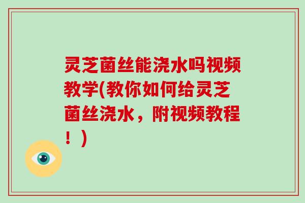 灵芝菌丝能浇水吗视频教学(教你如何给灵芝菌丝浇水,附视频教程!)