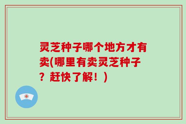 灵芝种子哪个地方才有卖(哪里有卖灵芝种子?赶快了解!)