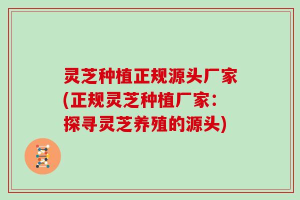 灵芝种植正规源头厂家(正规灵芝种植厂家:探寻灵芝养殖的源头)
