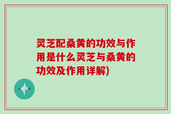 灵芝配桑黄的功效与作用是什么灵芝与桑黄的功效及作用详解)