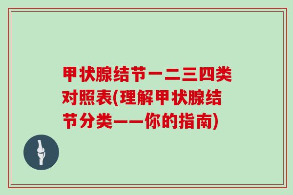 甲状腺结节一二三四类对照表(理解甲状腺结节分类——你的指南)