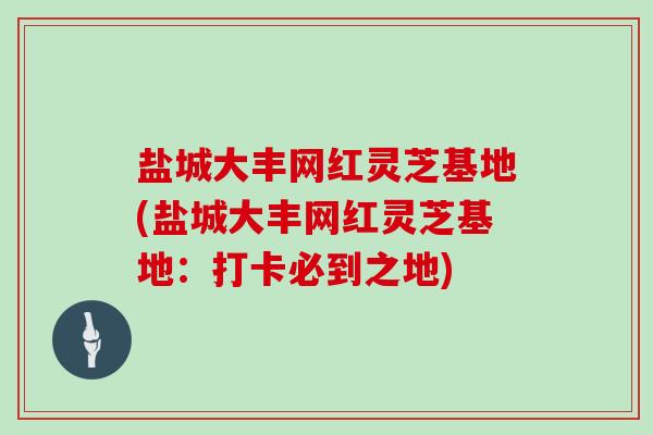 盐城大丰网红灵芝基地(盐城大丰网红灵芝基地:打卡必到之地)