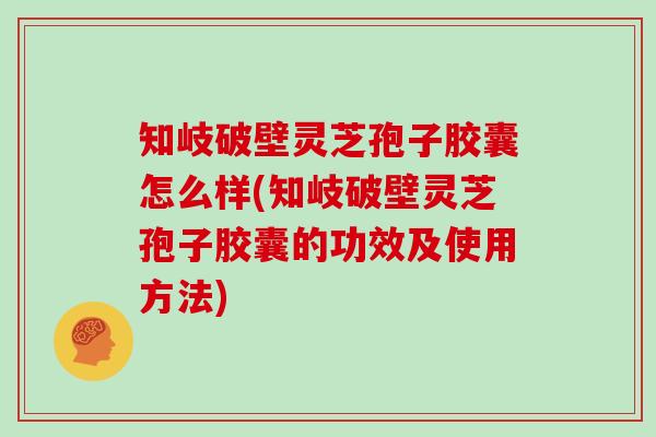 知岐破壁灵芝孢子胶囊怎么样(知岐破壁灵芝孢子胶囊的功效及使用方法)