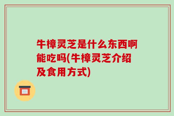 牛樟灵芝是什么东西啊能吃吗(牛樟灵芝介绍及食用方式)