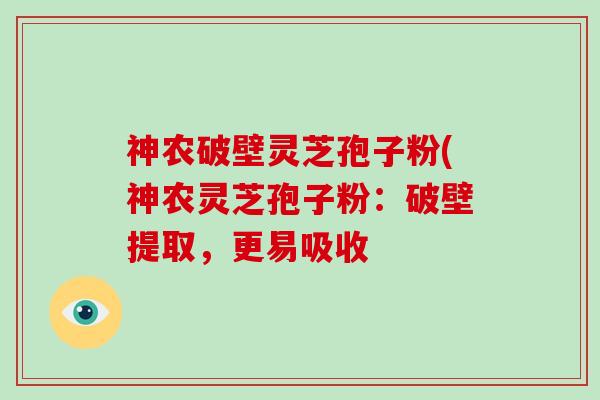 神农破壁灵芝孢子粉(神农灵芝孢子粉:破壁提取,更易吸收
