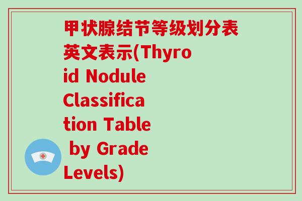 甲状腺结节等级划分表英文表示(Thyroid Nodule Classification Table by Grade Levels)