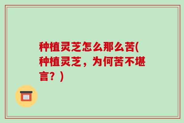 种植灵芝怎么那么苦(种植灵芝,为何苦不堪言?)