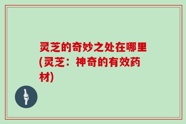 灵芝的奇妙之处在哪里(灵芝:神奇的有效药材)