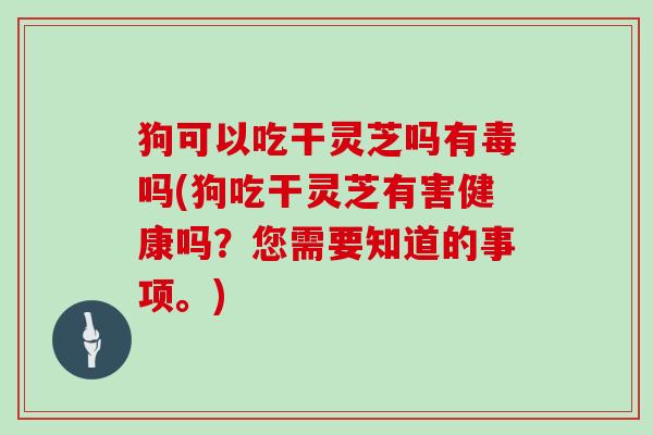 狗可以吃干灵芝吗有毒吗(狗吃干灵芝有害健康吗?您需要知道的事项。)