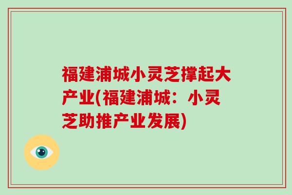 福建浦城小灵芝撑起大产业(福建浦城:小灵芝助推产业发展)