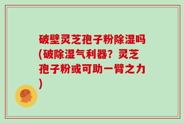 破壁灵芝孢子粉除湿吗(破除湿气利器?灵芝孢子粉或可助一臂之力)