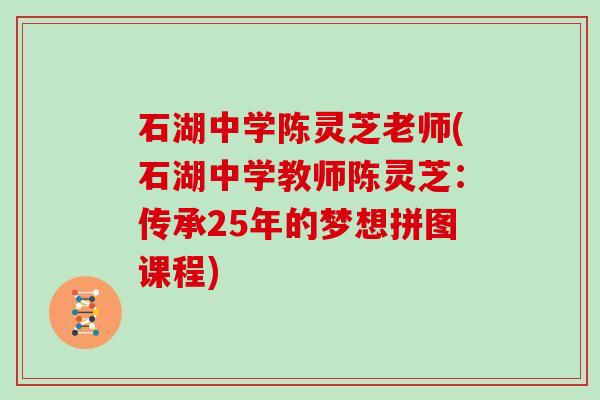 石湖中学陈灵芝老师(石湖中学教师陈灵芝：传承25年的梦想拼图课程)