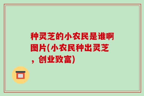 种灵芝的小农民是谁啊图片(小农民种出灵芝，创业致富)