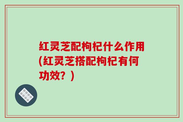红灵芝配枸杞什么作用(红灵芝搭配枸杞有何功效?)