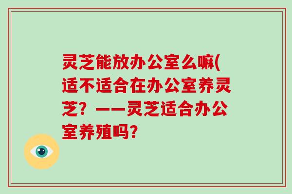 灵芝能放办公室么嘛(适不适合在办公室养灵芝？——灵芝适合办公室养殖吗？