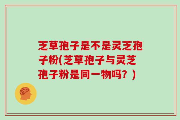 芝草孢子是不是灵芝孢子粉(芝草孢子与灵芝孢子粉是同一物吗？)