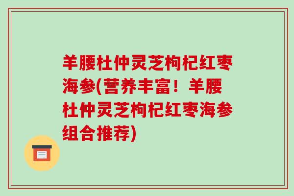羊腰杜仲灵芝枸杞红枣海参(营养丰富!羊腰杜仲灵芝枸杞红枣海参组合推荐)