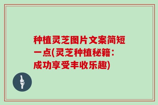 种植灵芝图片文案简短一点(灵芝种植秘籍:成功享受丰收乐趣)