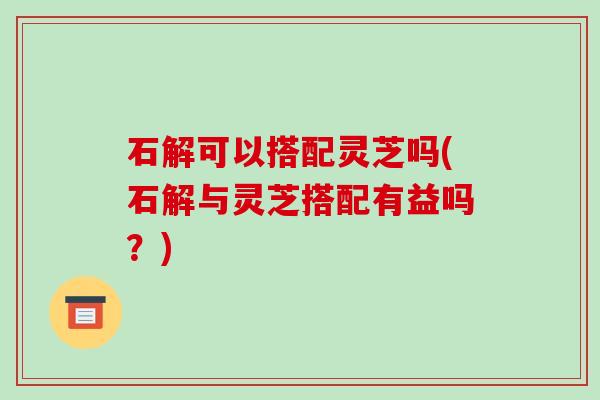 石解可以搭配灵芝吗(石解与灵芝搭配有益吗？)