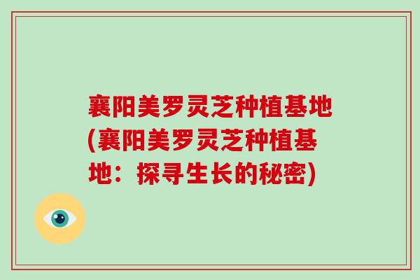襄阳美罗灵芝种植基地(襄阳美罗灵芝种植基地:探寻生长的秘密)