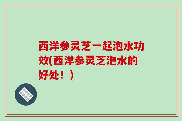 西洋参灵芝一起泡水功效(西洋参灵芝泡水的好处!)