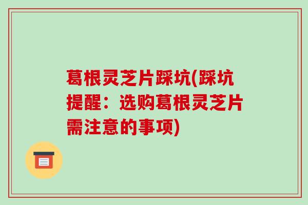 葛根灵芝片踩坑(踩坑提醒:选购葛根灵芝片需注意的事项)