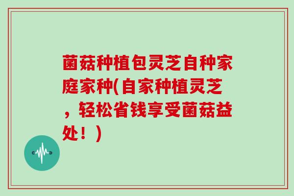 菌菇种植包灵芝自种家庭家种(自家种植灵芝，轻松省钱享受菌菇益处！)