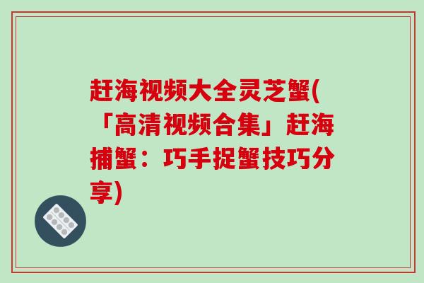 赶海视频大全灵芝蟹(「高清视频合集」赶海捕蟹:巧手捉蟹技巧分享)
