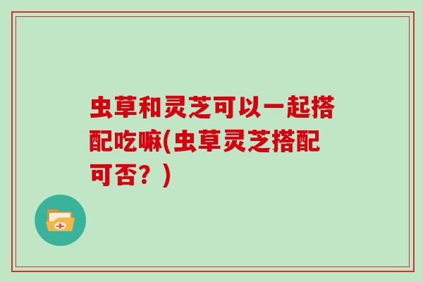虫草和灵芝可以一起搭配吃嘛(虫草灵芝搭配可否?)