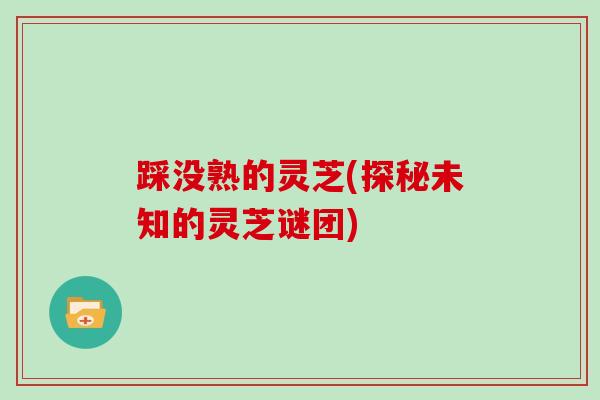 踩没熟的灵芝(探秘未知的灵芝谜团)