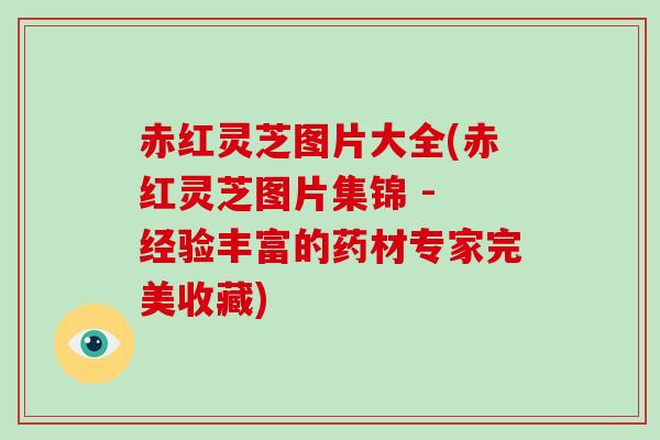 赤红灵芝图片大全(赤红灵芝图片集锦 - 经验丰富的药材专家完美收藏)