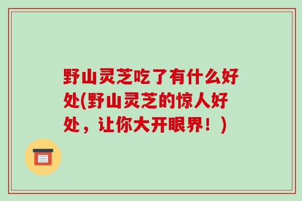 野山灵芝吃了有什么好处(野山灵芝的惊人好处，让你大开眼界！)