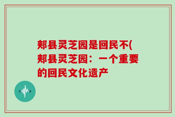 郏县灵芝园是回民不(郏县灵芝园：一个重要的回民文化遗产