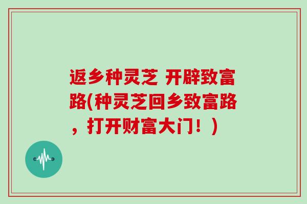 返乡种灵芝 开辟致富路(种灵芝回乡致富路,打开财富大门!)